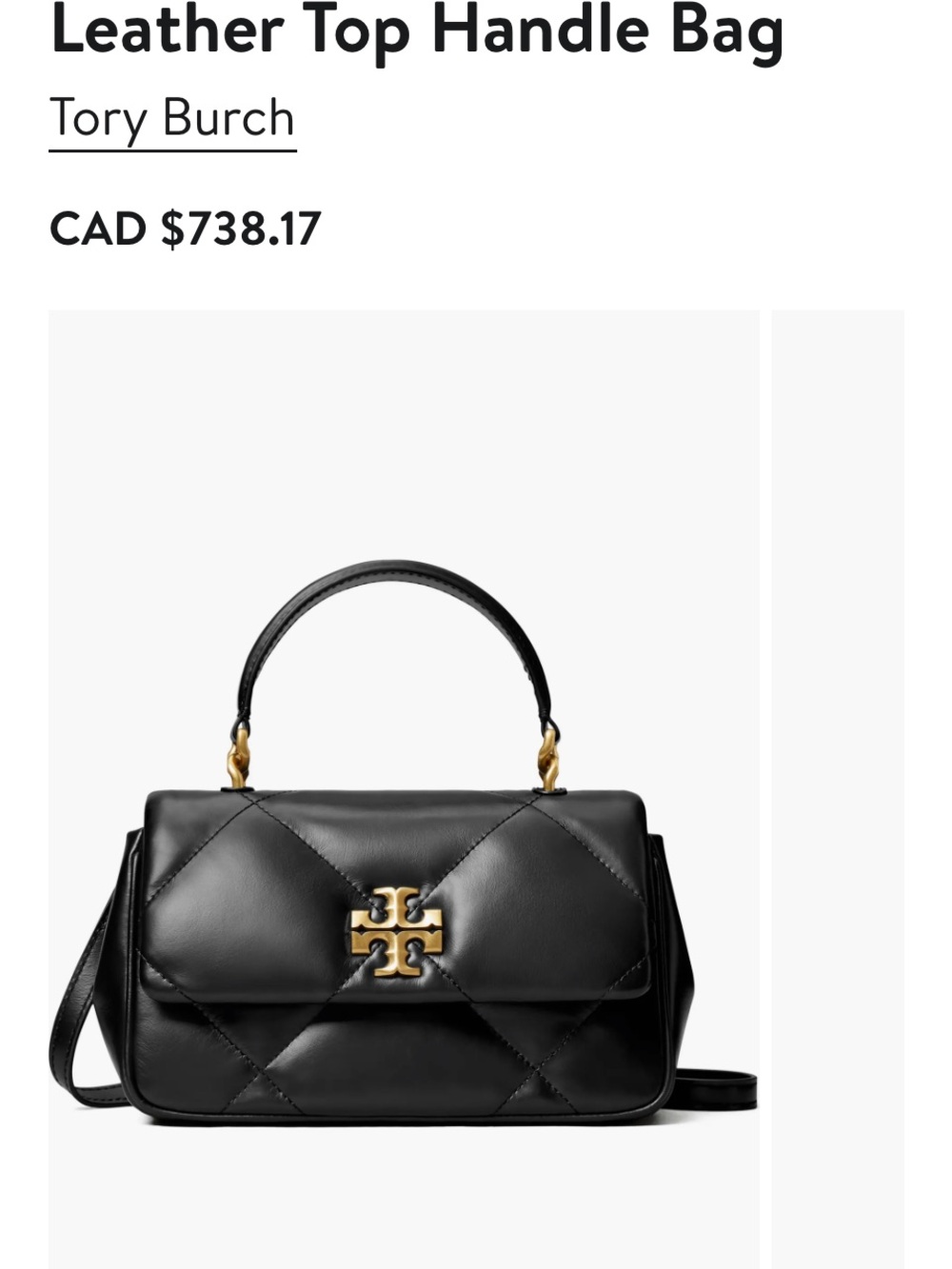 Tory Burch Black Quilted Leather Top-Handle Satchel with Gold Hardware